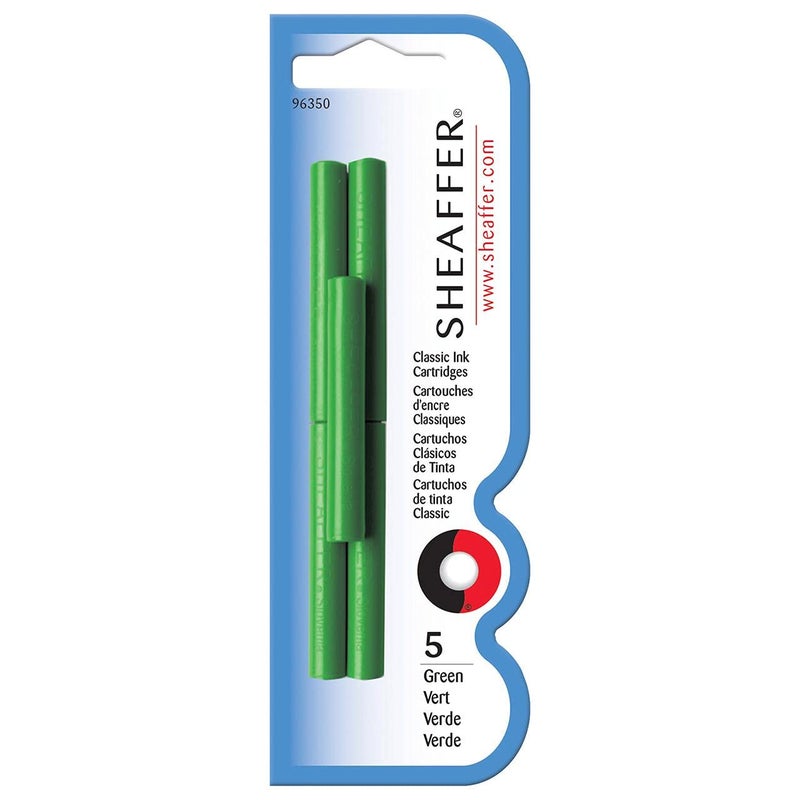 Sheaffer Skrip Fountain Pen Classic Ink Cartridge - Green (five per card) - Image 1